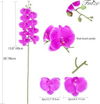 Fnize Artificial Orchid Stems Real Touch Latex Phalaenopsis Branches Faux Cymbidium Flowers 9 Large Petals 38 Inches 2pcs (Rose red)