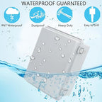 Waterproof Junction Box, ABS Plastic Electrical Box with Stainless Steel Latch, Hinged Cover Electric Project Enclosure Box with Mounting Plate, Wall Brackets,Clear 13"x13"x6.7"