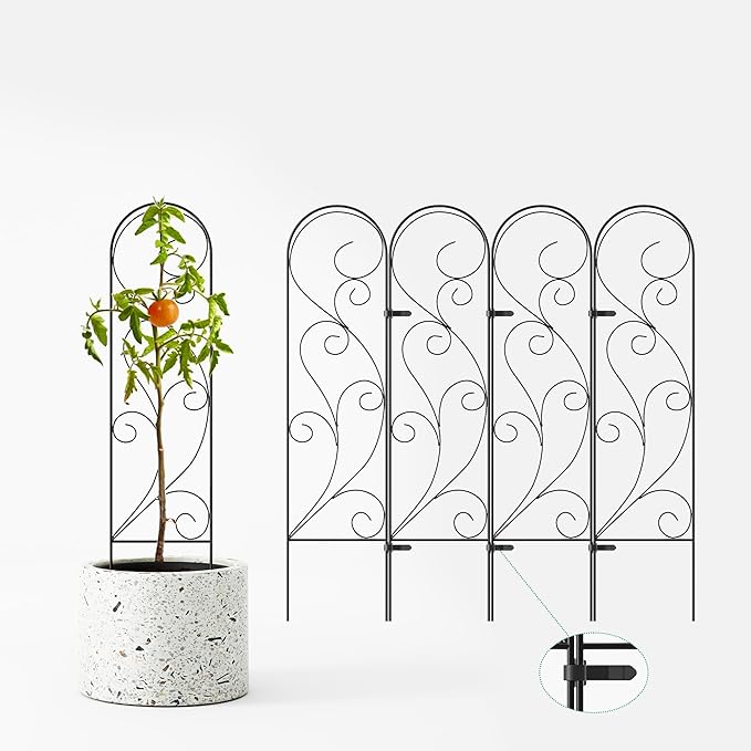 Zhongma 4 Pack 32" Metal Plant Trellis for Potted Plants Climbing,Indoor and Outdoor Fence Plant Support Trellis for Flower and Vagetable