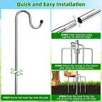 COCONUT Shepherds Hook, 62 Inches Shepherds Hook with 5 Prongs Base Stainless Steel Adjustable Garden Hanging Holder for Bird Feeders Lanterns Planting Hanger Weddings Decor, Silver