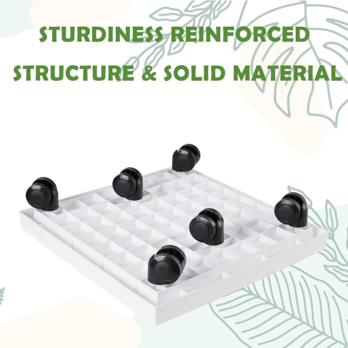 11.4 Inch Square Rolling Plant Caddy Saucer with Wheels, Heavy Duty Wheeled Planter Stand for Potted Plant, Coaster Roller Base Tray with Casters, Flower Pot Dolly Holder for Indoor Outdoor
