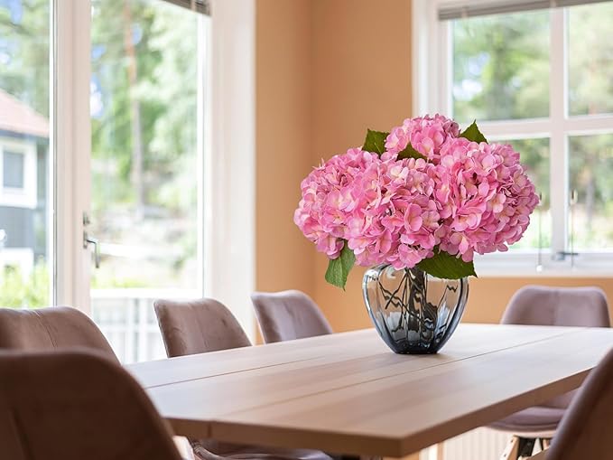 ZYTUYO 4PCS 20'' Bright Pink Real Touch Hydrangeas Latex Artificial Flowers for Baby Shower Birtiyday Wedding Pink Partry Flower Arrangeament Home Living Room Table Centerpiece