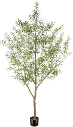Faux Olive Tree 9ft - Realistic Artificial Olive Tree 9 Feet Indoor (108") - Tall Fake Plants Olive Trees Artificial Indoor with Natural Wood Trunk for Home Office Decor