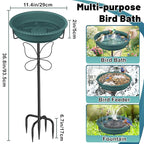 Bird Bath for Outside, Garden Freestanding Birdbath & Birdfeeder with Removable Bowl, Bird Baths Feeder for Outdoors Garden Patio Yard Lawn Decor, 5-Pronged Base & Easy to Clean(Green)