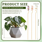 Threehoney 12 Pcs Crystal Plant Trellis for Potted Plants, 9.84'' Metal Plant Stakes with Natural Crystal Suncatcher, Indoor Outdoor Climbing Vegetation Support Stake for Home Garden Decor Gift