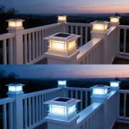 Dynaming 4x4 Solar Post Cap Lights Outdoor with 2 Color Modes, Fence Post Solar Lights White Shell Fit for Vinyl/Wooden Posts, High Brightness SMD LED Lighting Decor for Garden Deck Patio, 12 Pack