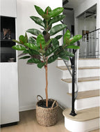 5FT Tall Fake Tree Plant for Home Decor, Artificial Rubber Tree Indoor Floor Plant, Large Faux Ficus Tree Potted Fake Tropical Plants Decorative for Office Store Room Corner Decor