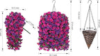 Artificial Fake Flowers Plants Hanging Baskets for Outdoor Outside, Faux Silk Hanging Dark Purple and Fuchsia Morning Glory Trailing Vines UV Resistant Look Real for Porch Patio Home Decoration