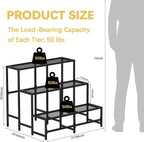 Garden 4 you 3 Tier Large Metal Plant Stand, Garden Display Shelf Flower Pot Holder Storage Organizer Rack for Indoor Home Outdoor Patio Balcony Yard( Black,Rectangle)