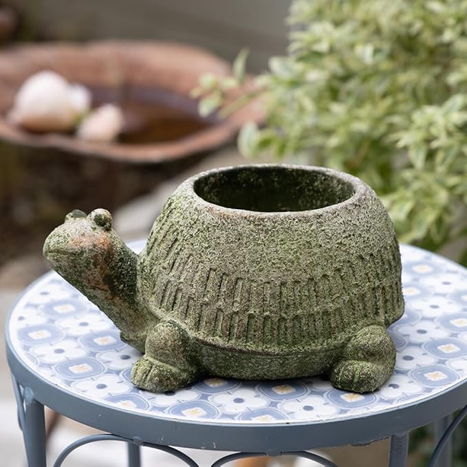 Vintage Cement Animal Planter Pots,Cement Succulent Planter,Indoor & Outdoor Garden Decor Rustic Shabby Flower Plants for Home,Patio,Balcony(Green Turtle)