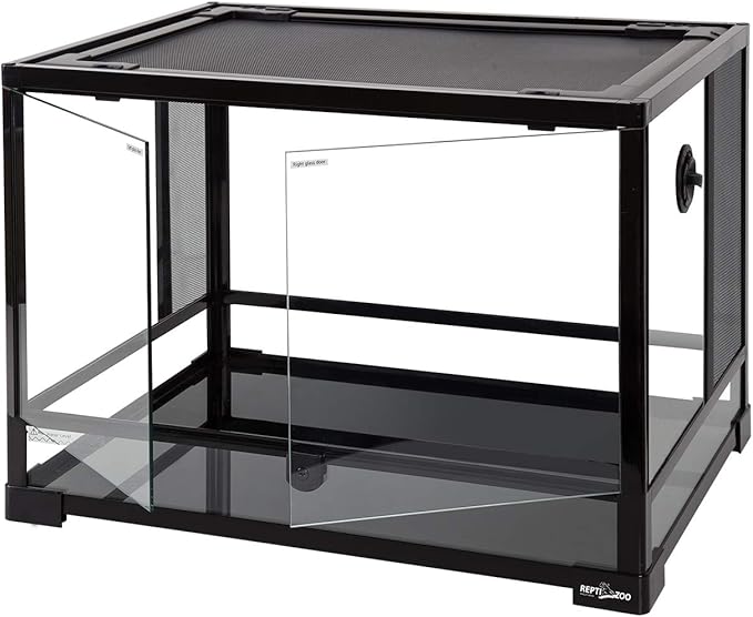 REPTI ZOO Large 34 Gallon Reptile Glass Tank,Front Opening Double Hinge Door 24" x 18" x 18", Screen Ventilation Terrarium (Backgrounds not Include)