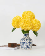 DuHouse 3Pcs Hydrangea Artificial Flowers,Latex Real Touch Hydrangeas with Long Stems & Leaves for Home Decor Party Floral Arrangements Wedding Bouquets Centerpieces(Yellow)