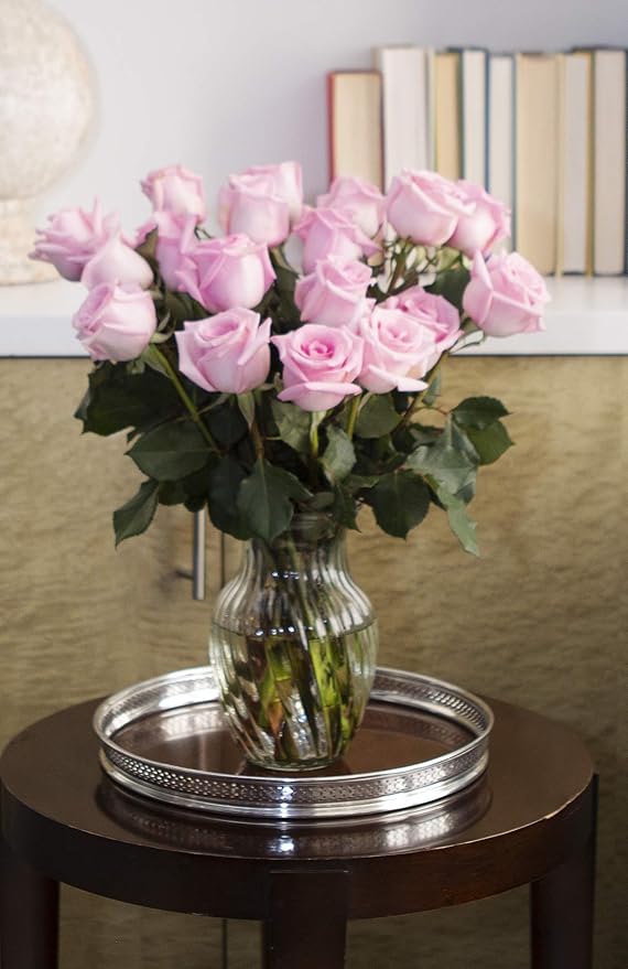 KaBloom - Bouquet of 18 Fresh Pink Roses (Farm-Fresh, Long-Stem) - Fresh Flowers for Birthday, Valentine's & Mother's Day