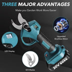 Electric Pruning Shears Cordless for Gardening - 1.2" Cutting Diameter Battery Powered Pruner with LCD Display & 2 Rechargeable Batteries, Brushless Power Pruner Heavy Duty for Tree Branch