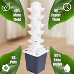 Vertical Hydroponics Garden Tower, 30-Plant Hydroponic Growing System with 10L Tank, 6 Layers Vertical Planter Towe Hydroponic Tower Garden, Automatic Watering for Home Indoor Gardening System Black