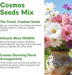 LUOJIBIE Cosmos Seeds, 4,500+ Cosmos Flower Seeds for 2026, Wildflower Seeds for Planting Outdoor Garden, Crazy Blend Mix Color, No Filler, 1.5 Oz Packet, Easy to Grow