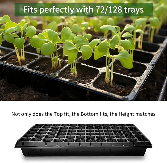 RooTrimmer 10 Pack 1020 Seed Starter Trays and 10 Pcs 72 Cell Plug Trays, Thick Durable Seedling Plastic Nursery Tray for TD538 1020 Tray Germination (10 Sets)