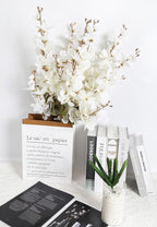 6PCS White Delphinium Artificial Flower Lifelike Larkspur Silk Flowers Plant 35.43'' Long Stem Blossoms Fake Flowers for Tall Vase Floral Arrangements Home Table Wedding Decor(White)
