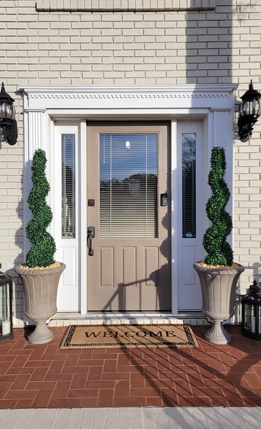 ALL SEASON GREEN 4' Spiral Boxwood Topiary Trees Artificial Outdoor Plants in Plastic Pot Front Porch Plants Set of 2