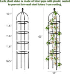 Garden Obelisk Trellis for Climbing Plants Outdoor 6 Ft Rose Bush Round Trellis for Pots Rustproof Metal Plant Flower Trellises for Clematis Vine Jasmine Support Outdoor Indoor