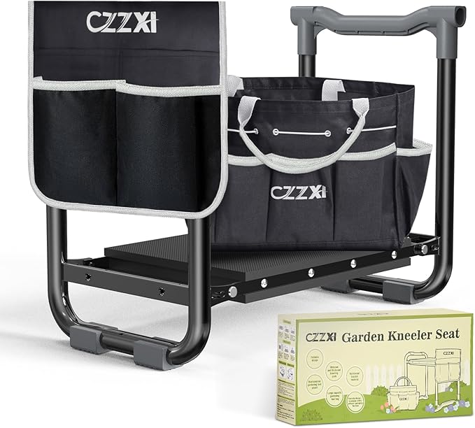 CZZXI Garden Kneeler and Seat, Wider and Thicker Kneeling Pad Heavy Duty Gardening Stool with Gardening Tool Pouch and Bag, Garden Bench/Chair Gifts for Women, Seniors