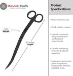 Mandala Crafts Extra Long Black Stainless Steel Curved Aquarium Scissors for Trimming Aquatic Plants – Wave Aquascape Scissors for Fish Tanks, Hospital Tanks, Goldfish Bowls, Aquariums, and Terrariums