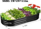 Rakukiri Raised Garden Bed GRS Certified Galvanized Planter Box Outdoor, 6.5ft Oval Rot-Resistant Metal Garden Bed Planter, Recycled Material Planter for Vegetables Flowers Herbs (Black)