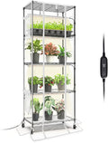Bstrip Indoor Greenhouse, 5 Tier 23.5"x13.8"x59" Mini Greenhouse with Grow Light, 4 Pack 24W Full Spectrum Plant Lights & Timer, Plant Stand with Grow Light for Indoor Plant, Seed Starting, Seed Tray