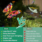 Solar Garden Lights, Outdoor Butterfly Garden Decor Large 41" Metal Decorative Lights, Waterproof Butterfly Decoration for Outside Patio Yard Porch Birthday Gardening Gifts for Mom Women Mother's Day