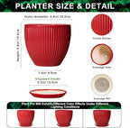 Ceramic Planter, 6 Inch Plant Pot Indoor with Drainage Hole and Saucer, Small Pots for Plants, Modern Succulent Flower Pot, Round Planter, House Garden Decor, Plant Gifts for Women Men, Red