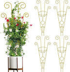 ZOUTOG Trellis for Climbing Plants Indoor 4 Pack 30 Inch,Rustproof Metal Garden Trellis for Potted Plants,Sturdy Houseplant Support Indoor Outdoor for Ivy Pothos Monstera Hoya Flower Vine(Golden Moon)