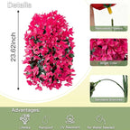 Artificial Flowers for Outdoors Fake Hot Pink Bougainvillea Hanging Flower Decoration, 2Pcs Realistic Faux Silk Plants Long Trailing Vines, Spring Decor for Porch Patio Balcony Planter Yard
