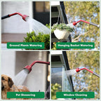 RESTMO Heavy Duty Full Metal Long Watering Wand, 24 Inches Gentle Soft Full Shower Sprayer Wand with Flow Control, Hose Wand for Hanging Baskets, Shrubs, Plants, Flowers, Garden and Lawn, Red