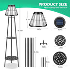 2 Pack Solar Lights with Plant Stands, 45.4'' Waterproof Outdoor Metal Solar Floor Lamps for Patio Deck Yard Pathway Porch Garden