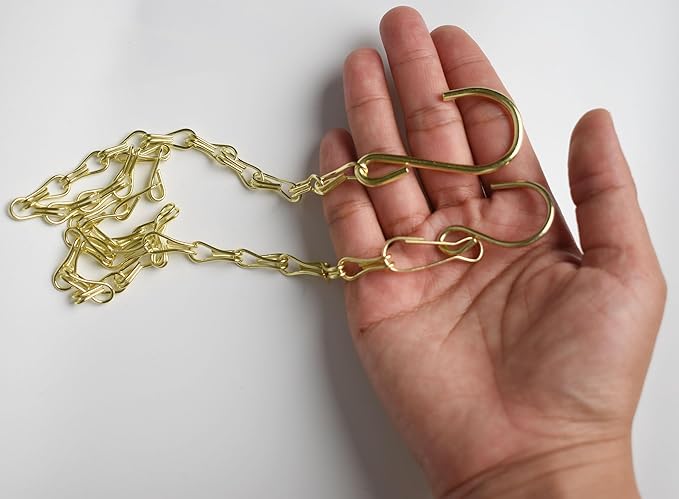 Chain for Hanging Plants,25 Inch Gold Hanging Chain,Hanging Basket Chain Kits with Hooks for Bird FeederHanging Plant Extender Porch Wind Chime (Gold, 25 Inch-4PCS)