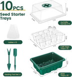 3rd Gen Seed Starter Tray, 10 Packs Seed Starter Kit (120 Total Cells), Upgraded Thick Seedling Tray with Adjustable Humidity Dome, Plant Germination Trays for Seeds Starting Growing