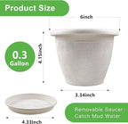 Fodetyff 6 Inch Flower Pots Planters for Indoor Outdoor Plants, 6 Pack Plastic Small Plant Pots with Drainage Hole & Tray, Modern Decorative Garden Pot with Saucer, Plant Container for House