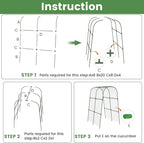 Cucumber Trellis, Metal Garden Arch Trellis for Raised Bed, 32 x 48inch U-Shape Garden Trellis for Climbing Plants Outdoor, Vegetables Fruit Plant Support with Netting, Gardening Supplies (Green)