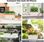 VIVOSUN Self-Watering Planters, 8-Pack 10.5 Inch Compact Rectangular Window Herb Planter Box with 10 PCS Plant Labels, Plant Container for Basil, Flowers, Succulents, Indoor & Outdoor