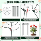 Peony Cages and Supports 4 Pack, 13" Dx24 H Grow Through Plant Supports, Heavy Duty Metal Plant Support Cage for Outdoor Flowers, Tomatoes, Hydrangeas, Cucumbers & Strawberries