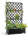 Metal Raised Garden Bed with Trellis and Wheels, 72"x47" Planter Box for Climbing Plants, Vegetables & Vines, Features Drainage Holes and Privacy Screen