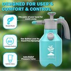 Garden Hand Pump Sprayer 1/2 Gallon - 68 Oz Leak-Proof Handheld Pressure Sprayer with 360° Extended Spray Rod, Adjustable Nozzle & Safety Valve, Water Mister Spray Bottle for Plants (2L)