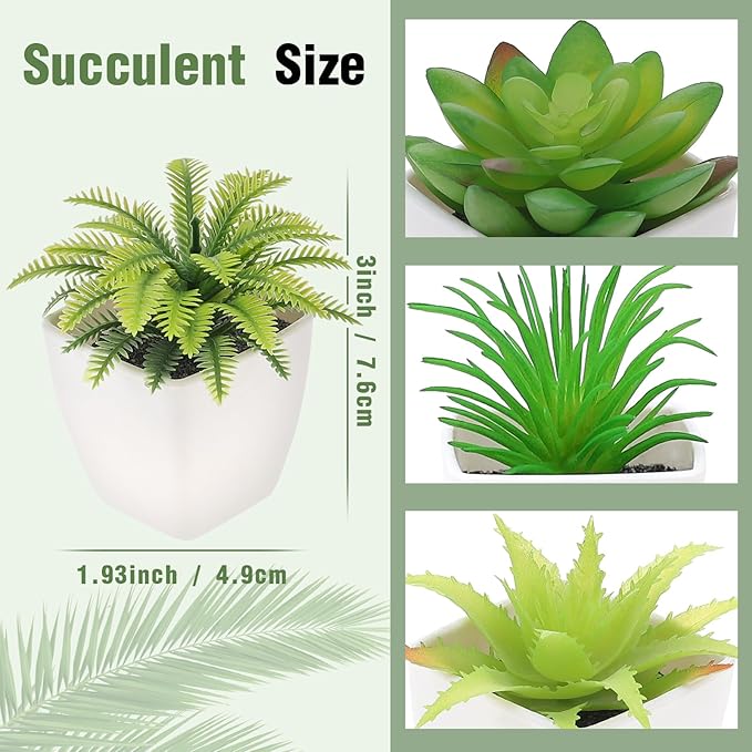 4 Pack Small Fake Plants Artificial Succulent Plants Assorted Fake Mini Succulents Plastic Plant Faux Potted Set for Home Decor Greenery Bathroom Shelf Room Indoor