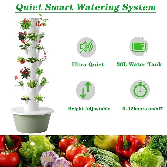 Hydroponic Tower Growing System, Vertical Garden, Suitable for Indoor and Greenhouse, Grow Herbs and Vegetables, Houseplant Farming with Water Circulation and Automatic Timer,5 Layer