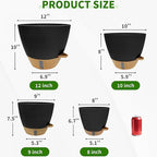 12/10/9/8 inch Self Watering Pots with Visual Water Window, Extra Large Self Watering Plant Pot with Drainage Holes and Saucers, Black Flower Pots for Indoor Plants