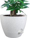 UOUZ 12 inch Large Self Watering Pots, Plastic Planters with 60oZ Removable Deep Reservoir and Multi Mesh Drainage Holes for Indoor Outdoor Garden Plants and Flowers, White Speckles