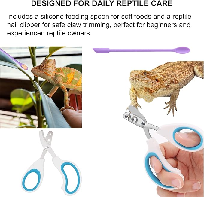Bearded Dragon Tank Accessories Kit – 10pcs Reptile Water Food Bowl, Feeding Tongs with Rubber Tip, Grooming & Cleaning Set for Lizards, Geckos & Small Reptiles