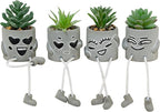 4 Pack Artificial potted Succulent Plants with Hanging Legs, Fake Mini Succulents in Pots, Faux Small Plants for Office Desk, Kitchen, Bathroom, Home Shelf Decor, Funny Office & Home Decor Accents