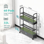Growell 60-Pod Hydroponics Growing System, Large Vertical Hydroponic Garden with Smart Full-Spectrum Grow Lights, Auto Circulating Water, Mobile Indoor Gardening System for Herbs, Vegetables & Fruits