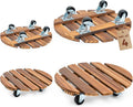 Bamworld Plant Stand with Wheels Plant Caddy Outdoor 4 Pack 12in Rolling Planter Caddy with Swiveling and Lockable Caster for Indoor Patio Plant Dolly Wood Wheeled Mobile Roller